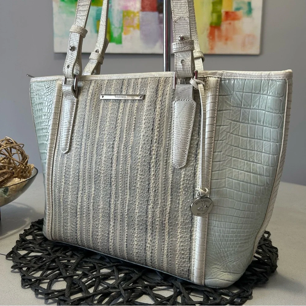 Brahmin Medium Asher Tote Zip Top Tote Sea Glass Edgewater